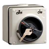 Clipsal - 56 Series, Key Operated Surface Switch, IP66, 250V 15A, Single Pole - Grey