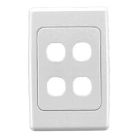 2000 Series, Flush Surround and Grid Plate, 4 Gang, Vertical/Horizontal Mount, Standard Size - White Electric
