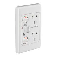 Medilec, Twin Switch Socket Outlet, 250V, 10A, 2 Gang, 1 Pole, Vertical - White Electric
