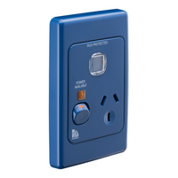 Medilec, Single Switch Socket Outlet, 250V, 10A, Vertical - Dark Blue