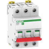 MAX9, Miniature Circuit-Breaker (MCB), 3P, 63A, C Curve, 6000A, 415V, Incomer, RED Toggle