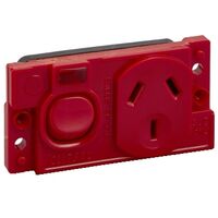 Medilec, Single Switch Socket Outlet, 250V, 10A, O Style, 2 Pole, Horizontal, Neon - Red