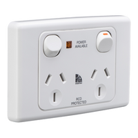 Medilec, Twin Switch Socket Outlet, 250V, 10A, 2 Gang, 1 Pole - White Electric
