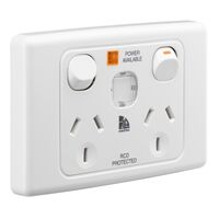 Medilec, Twin Switch Socket Outlet, 250V, 10A, 2 Gang, 1 Pole - White Electric
