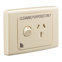 Medilec, Single Switch Socket Outlet, 250V, 15A, Cleaner Label - Beige