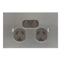 Metal Plate Series, Twin Switch Socket Outlet, 250V, 10A, BSL Style - Black