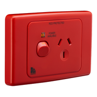 Medilec, Single Switch Socket Outlet, 250V, 10A - Red