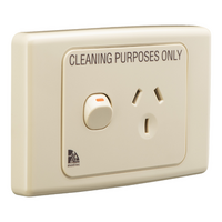 Medilec, Single Switch Socket Outlet, 250V, 10A, Cleaner Label - Beige