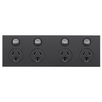 Saturn Zen, Quad Power Point, Horizontal Mount, 250V, 10A - Zen Black