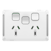 Pro Series, Twin Power Point, Horizontal Mount,1Ex20A, 10A, 250V - Extra Vivid White