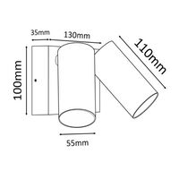 Double Adjustable No Sensor Black Square Base White