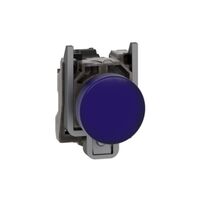 Harmony XB4, Pilot light, grey plastic, blue, 22mm, universal LED, plain lens, 24V AC DC