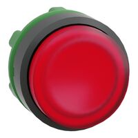 Harmony XB5, Head for illuminated push-button, plastic, red projecting, 22mm, universal LED, spring return, plain lens