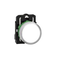 Harmony XB5, Pilot light, grey plastic, white, 22mm, universal LED, plain lens, 24V AC DC