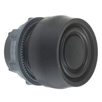Harmony XB5, push-button head, plastic, flush, black, 22mm, spring return, coloured boot, unmarked