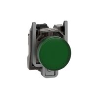 Harmony XB4, Pilot light, grey plastic, green, 22mm, universal LED, plain lens, 230...240V AC