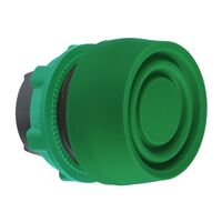 Harmony XB5, push-button head, plastic, flush, green, 22mm, spring return, coloured boot, unmarked
