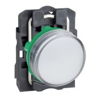 Harmony XB5, Pilot light, grey plastic, white, 22mm, universal LED, plain lens, 230...240V AC
