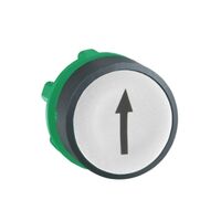 Harmony XB5, push-button head, plastic, flush, white, 22mm, spring return, marked UP ARROW