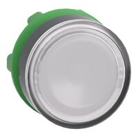Harmony XB5, Head for illuminated push-button, plastic, white flush, 22mm, universal LED, spring return, plain lens
