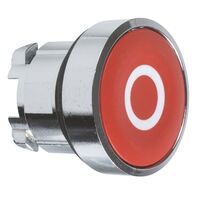 Harmony XB4, push-button head, metal, flush, red, 22mm, spring return, marked O