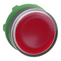 Harmony XB5, Head for illuminated push-button, plastic, red flush, 22mm, universal LED, spring return, plain lens