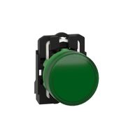 Harmony XB5, Pilot light, grey plastic, green, 22mm, universal LED, plain lens, 24V AC DC