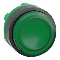Harmony XB5, Head for illuminated push-button, green projecting, 22mm, universal LED, spring return, unmarked