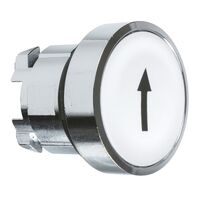 Harmony XB4, push-button head, metal, flush, white, 22mm, spring return, marked UP ARROW