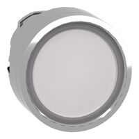 Harmony XB4, Head for illuminated push-button, metal, white flush, 22mm, universal LED, spring return, plan lens