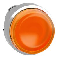 Harmony XB4, Head for illuminated push-button, metal, orange projecting, 22mm, universal LED, spring return, plain lens