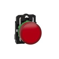 Harmony XB5, Pilot light, grey plastic, red, 22mm, universal LED, plain lens, 24V AC DC