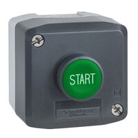 Harmony XALD XALK, Control station, plastic, dark grey lid, 1 green flush push-button Ø22, spring return, marked START, 1 NO