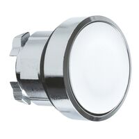 Harmony XB4, push-button head, metal, flush, white, 22mm, spring return, unmarked