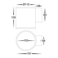 Porter 15w LED Black Large Fixed Down Wall Light