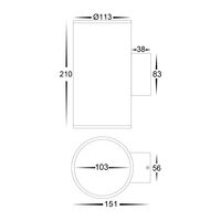 Porter Large White Up & Down LED Wall Light