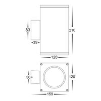 Porter Square White Up & Down LED Wall Light