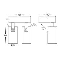Revo White Double Adjustable Wall Light