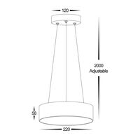 Nella 220mm White 20w Round Pendant