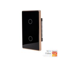 Wifi 2 Gang Black with Gold Trim Wall Switch
