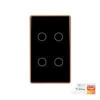 Wifi 4 Gang Black with Gold Trim Wall Switch