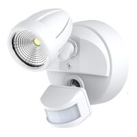 Bandit LED Flood Light Outdoor IP54 Single Spot Sensor 12W Tricolour Matt White