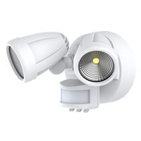 Bandit LED Flood Light Outdoor IP54 Double Spot Sensor 2 x 12W Tricolour Matt White