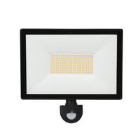 Opal LED Outdoor Flood Light with Flex & Plug 50w Tricolour Sensor Matt Black