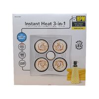 HPM 3-in-1 4-Lamp Instand Heat Bathroom Heater with Light