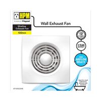 HPM Slimline 100mm 14W Square Wall Exhaust Fan White