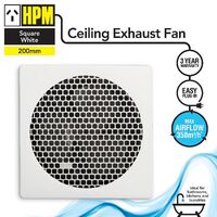 HPM 200mm 35W Square Exhaust Fan White