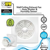 HPM 150mm Exhaust Fan with Humidity Sensor White