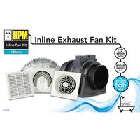 HPM 150mm 60W Square Inline Exhaust Fan Kit White