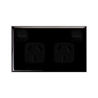 Excel - Horizontal double powerpoint 2 gang 10A 240V a.c. with safety shutters black